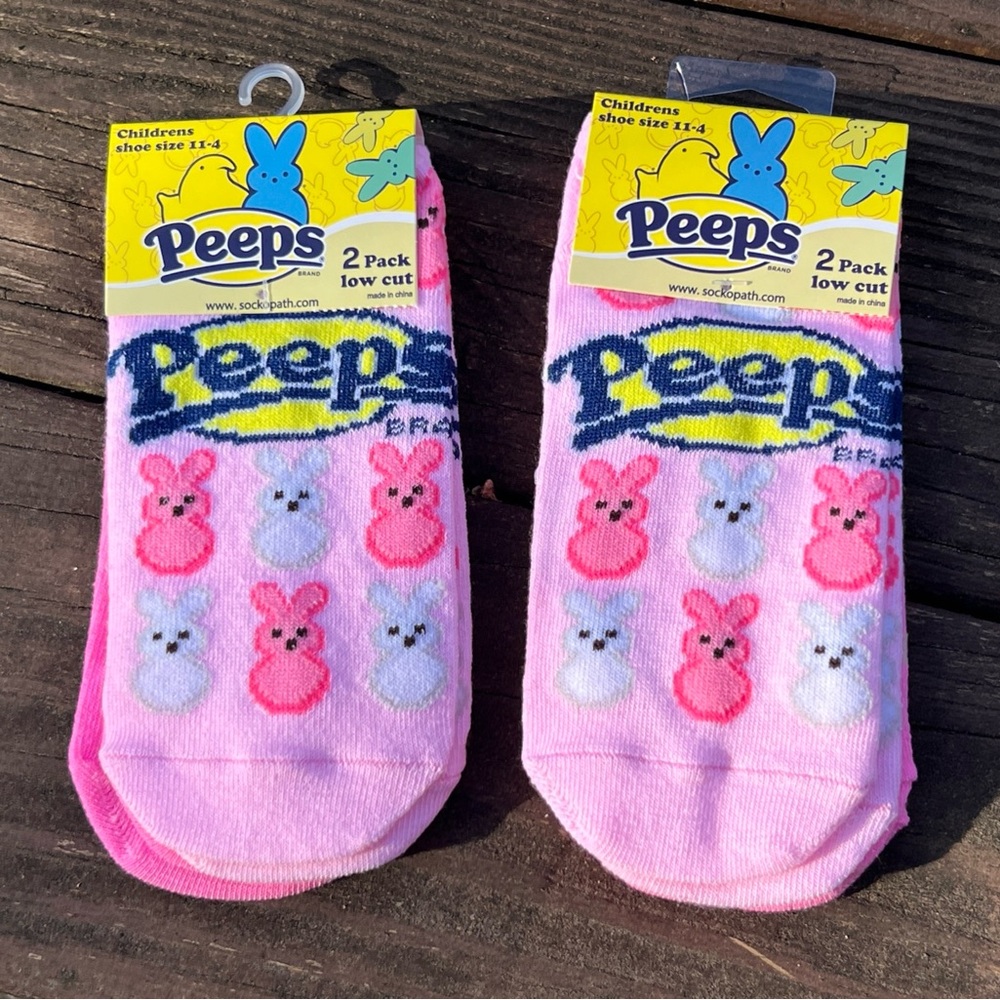 Peeps Pink Low cut Socks Childrens Shoe sz 11-4 Novelty Easter 2 Pairs, Kidcore